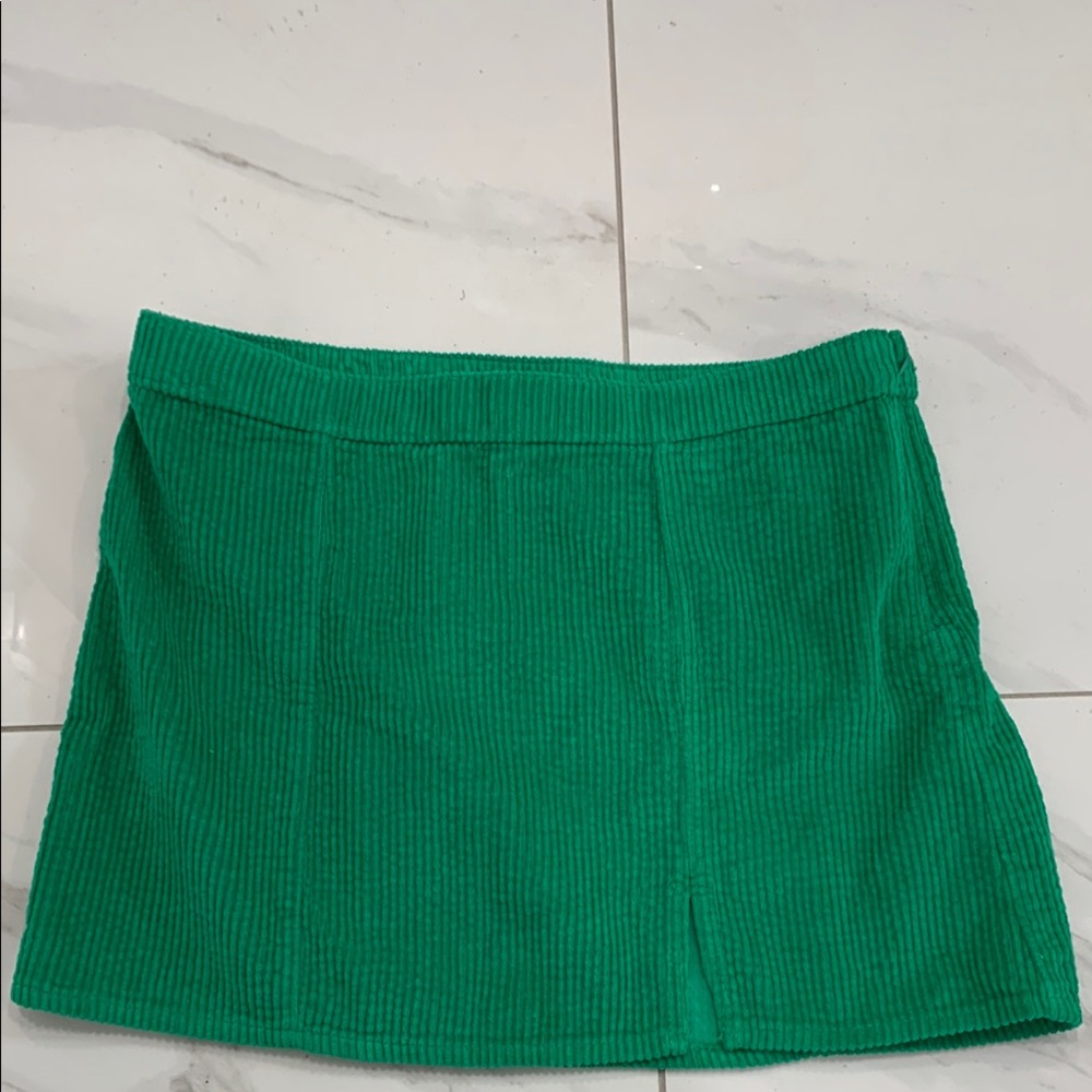 Green Ribbed Mini  Skirt for Cocktail